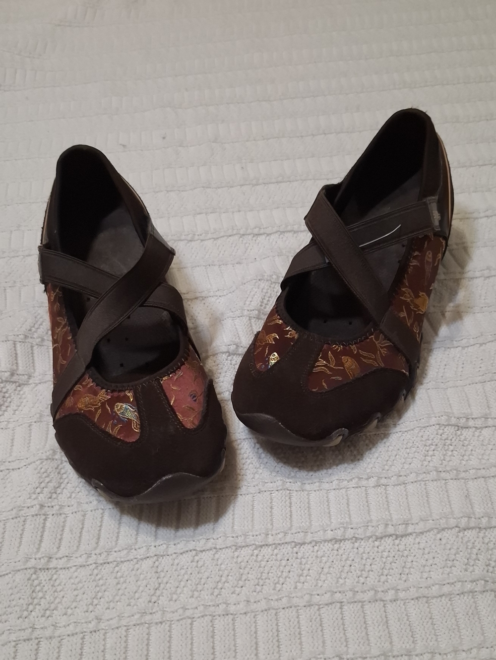 Vintage Y2K Skechers Bikers Koi Fish Mary Jane Sneakers Brown Burgundy 8